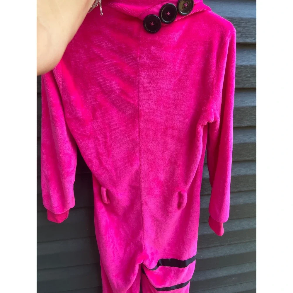 Fortnite Cuddle Team Leader Pink Bear Costume Hooded Bodysuit Youth Large 10-12